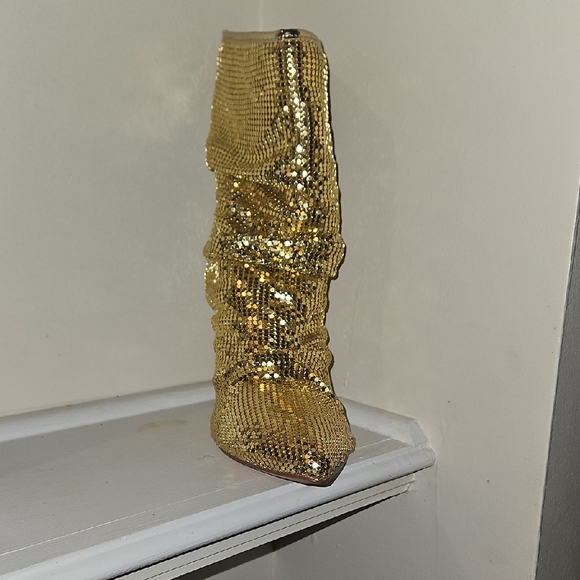 Liliana Gold Sequin Heeled Boots - Picture 6 of 11